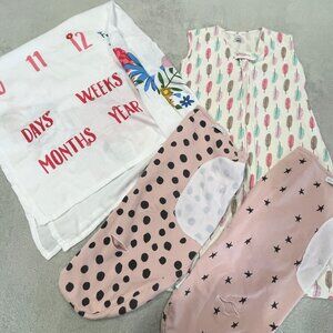 Baby Bundle, Swaddles, Sleep Sack and Milestone Blanket